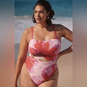 Anthropologie Celandine Celandine Floral One-Piece Swimsuit size 2X NWOT